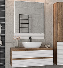 Brevita Мебель для ванной Dakota 100 подвесная дуб галифакс олово/белая – фотография-1