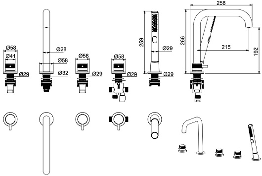 Allen Brau Смеситель на борт ванны Priority 5.31007-GB (с внутренней частью) золото браш – фотография-2
