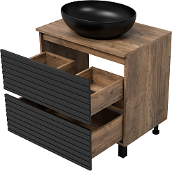 Brevita Тумба под раковину Dakota 70 дуб галифакс олово/черный кварц – фотография-4