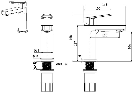 Allen Brau Смеситель для раковины Eclipse 5.E1001-00 (с донным клапаном) хром – картинка-7