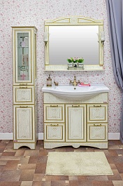 Sanflor Мебель для ванной Адель 100 белая, патина золото – фотография-7