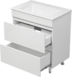Misty Тумба под раковину Енисей 70 2 ящика белая – фотография-4