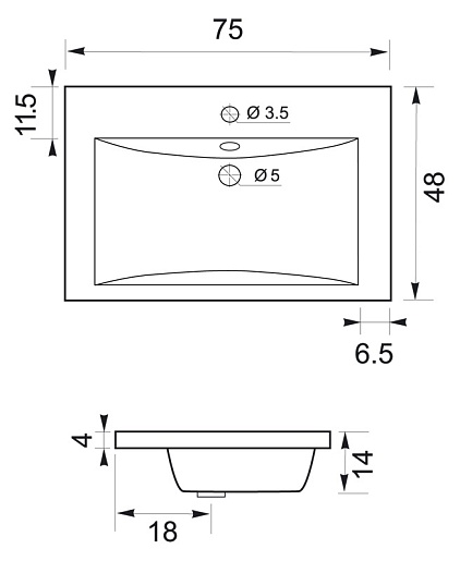Aquanet Тумба с раковиной Нота 75 подвесная светлый дуб (171489) – фотография-4