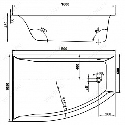 Vagnerplast Акриловая ванна VERONELA OFFSET 160x105 L – фотография-3