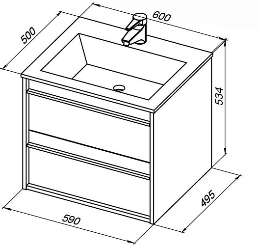 Aquanet Мебель для ванной Lino 60 подвесная белая матовая – картинка-9
