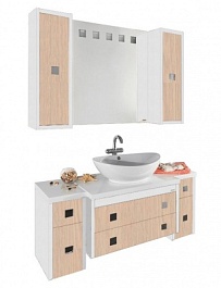 Водолей Тумба с раковиной "Сильвия 75" дуб/белый – фотография-2