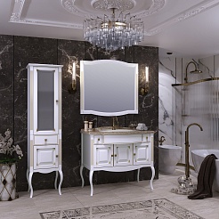 Opadiris Мебель для ванной Лаура 100 белая с бежевой патиной, мраморная столешница – фотография-3