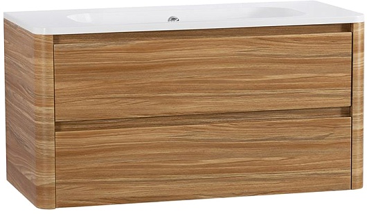 Cezares Тумба с раковиной без отверстия под смеситель Relax 100 подвесная дуб карамельный – фотография-2