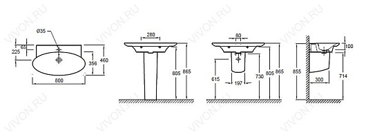 Jacob Delafon Мебель для ванной "Presquile 80" палисандр – картинка-5