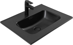 Aquanet Тумба с черной раковиной Алвита New 60 Flat подвесная дуб веллингтон табак – фотография-5