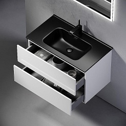 Sancos Тумба с раковиной Urban 80 белый глянец раковина Element 81 CN7005MB – фотография-5