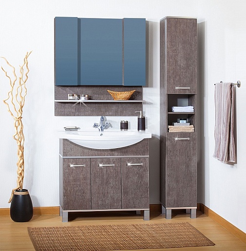 Бриклаер Зеркальный шкаф Карибы 100 дуб антик/сатин – картинка-3