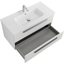 Cezares Тумба с раковиной Eco Cer-N 100 bianco opaco CZR-8095-100 ручки сатин – фотография-2