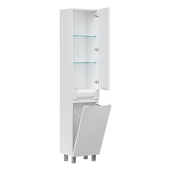 Equil Шкаф пенал Corner 40 с корзиной напольный белый – фотография-2