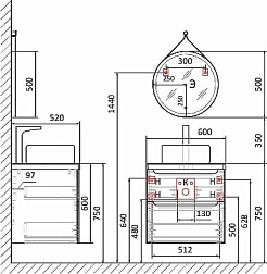 Jorno Тумба с раковиной Wood 60 белая столешница светлая – фотография-7