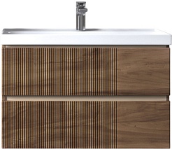 Velvex Тумба с раковиной Mondi 800-0-2 подвесная акация темная – фотография-1