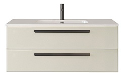 Cezares Тумба с раковиной Eco Cer-N 120 брашированная альпака CZR-8095-120 ручки чёрные – фотография-1
