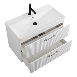 BelBagno Тумба под раковину Due 80 подвесная Белый металлик – фотография-8