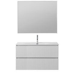 BelBagno Тумба с раковиной Uno 100 подвесная Bianco Opaco с раковиной BB-8099-100 – фотография-11