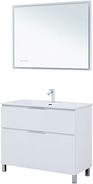 Aquanet Тумба с раковиной Алвита New 100 Flat белая матовая – фотография-16