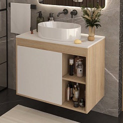 Teymi Тумба под раковину Nura 80 подвесная дуб/белый – фотография-4