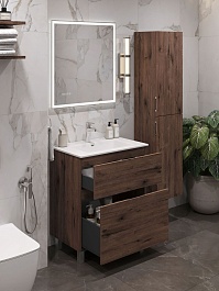 Aquanet Тумба с раковиной Алвита New 70 Flat дуб веллингтон табак – фотография-10