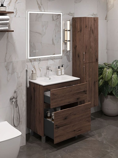 Aquanet Тумба с раковиной Алвита New 70 Flat дуб веллингтон табак – фотография-10