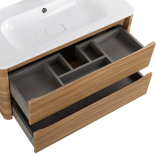 Cezares Тумба с раковиной без отверстия под смеситель Relax 100 подвесная дуб карамельный – картинка-7