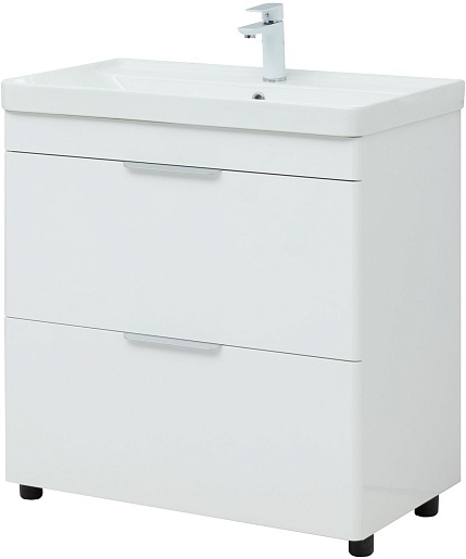 Aquanet Мебель для ванной Ирис New 80 белая глянцевая – фотография-6