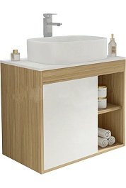 Teymi Тумба с раковиной Nura 60 дуб эврика/белый матовый T60527 раковина T50209 – фотография-1