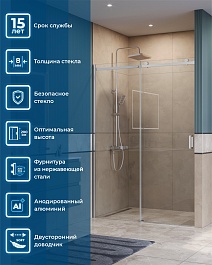 BelBagno Душевая дверь в нишу Soft Close-2 SOFT_CLOSE-2-BF-1-140-C-Cr 140x200 профиль хром стекло прозрачное – фотография-11