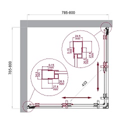 BelBagno Душевой уголок Luce 80/80 LUCE-A-2-80-C-ORO профиль золото стекло прозрачное – фотография-6