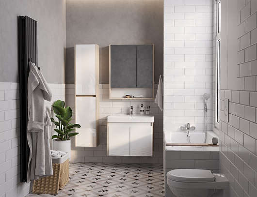 Акватон Тумба с раковиной Сканди Doors 70 белая/дуб верона – фотография-14