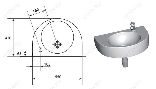 Cersanit Раковина Nano 55 L – картинка-3