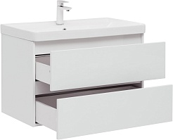 Aquanet Тумба с раковиной Вега 80 подвесная белая глянцевая – фотография-5