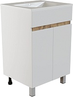 Mixline Тумба с раковиной Брикс 50 2 створки белая/дуб вотан