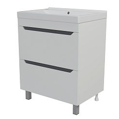 Mixline Тумба с раковиной Лайн 70 2 ящика белая – фотография-1