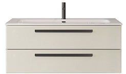 Cezares Тумба с раковиной Eco Cer-N 120 брашированная альпака CZR-8073-120 ручки чёрные – фотография-1