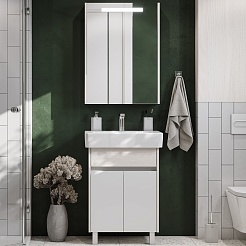 Акватон Мебель для ванной Верди Pro 60 Н белая/ясень фабрик – фотография-1