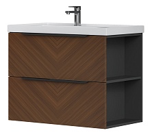 Equil Тумба под раковину Forest 80 2 ящика подвесная орех/графит