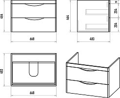 Misty Тумба с раковиной Мираж 70 подвесная белая – фотография-10