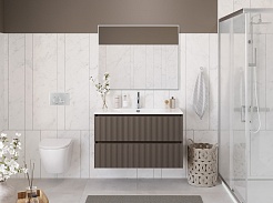 BelBagno Тумба с раковиной Uno 100 подвесная Бежевый матовый с раковиной BB-8099-100 – фотография-14