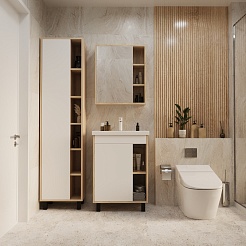 Mixline Тумба с раковиной Милтон 60 дуб сонома/белый – фотография-4