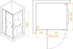 RGW Душевой уголок Passage PA-078-1B (PA-008B + Z-060-2B) 100x90 профиль черный стекло прозрачное – фотография-3