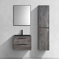 Vincea Тумба с черной кварцевой раковиной Chiara 2D 60 подвесная серый камень – фотография-7