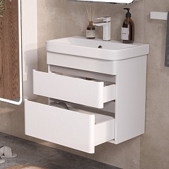 Equil Тумба с раковиной Soldi 70 2 ящика подвесная белый софт – фотография-4