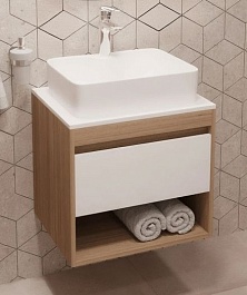 Teymi Тумба с раковиной Ritta 75 дуб эврика/белый матовый T60521 раковина T50310 – фотография-1