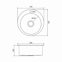 Mixline Мойка настольный монтаж D50 (3,0) выпуск 3 1/2 круглая сатин – фотография-3