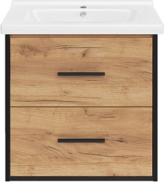 ASB-Mebel Тумба с раковиной Монца 60 подвесная дуб золотой – фотография-1