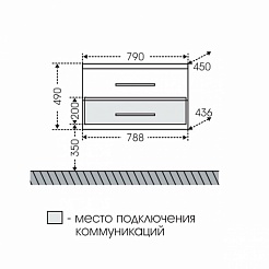 СанТа Тумба с раковиной Омега 80 Фостер подвесная – фотография-2